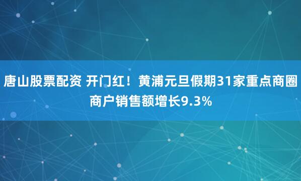 唐山股票配资 开门红！黄浦元旦假期31家重点商圈商户销售额增长9.3%